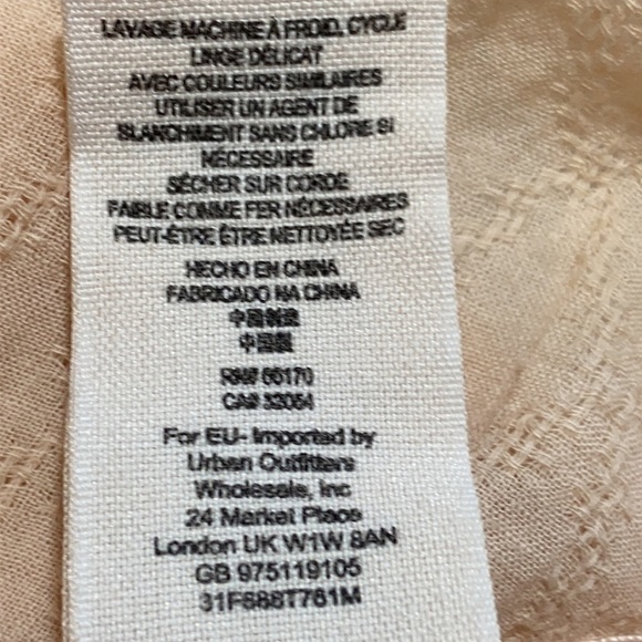 Free People Peach BoHo Fringed Hem Honeycomb Yoke Top 4367 - Picture 9 of 9